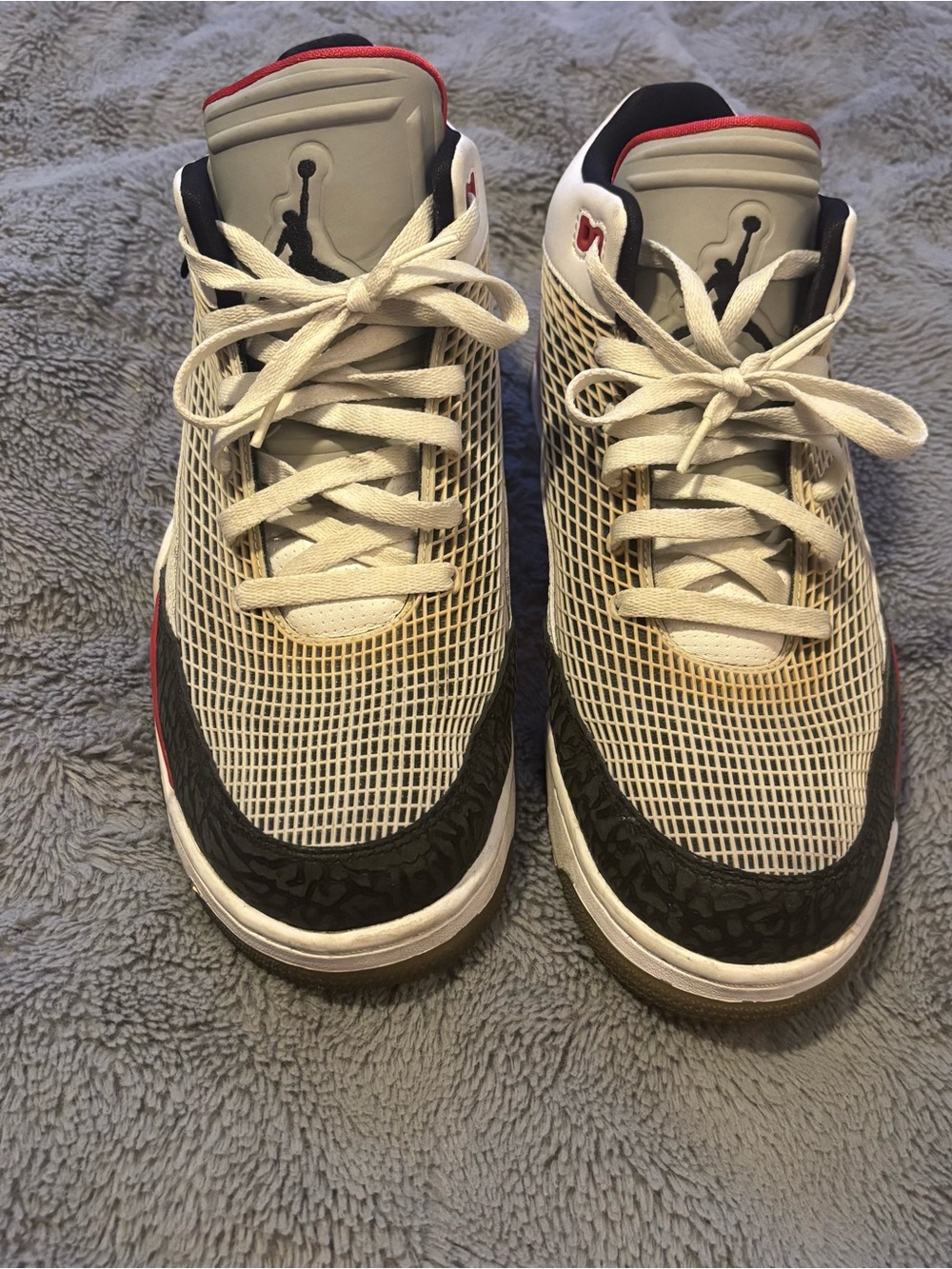 Jordan Men's White Black Red Athletic Shoes